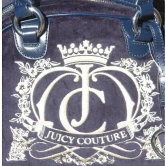 Y2K Juicy Couture Navy Bowling Bag Velour Handbag, COA, EUC - Picture 3 of 13